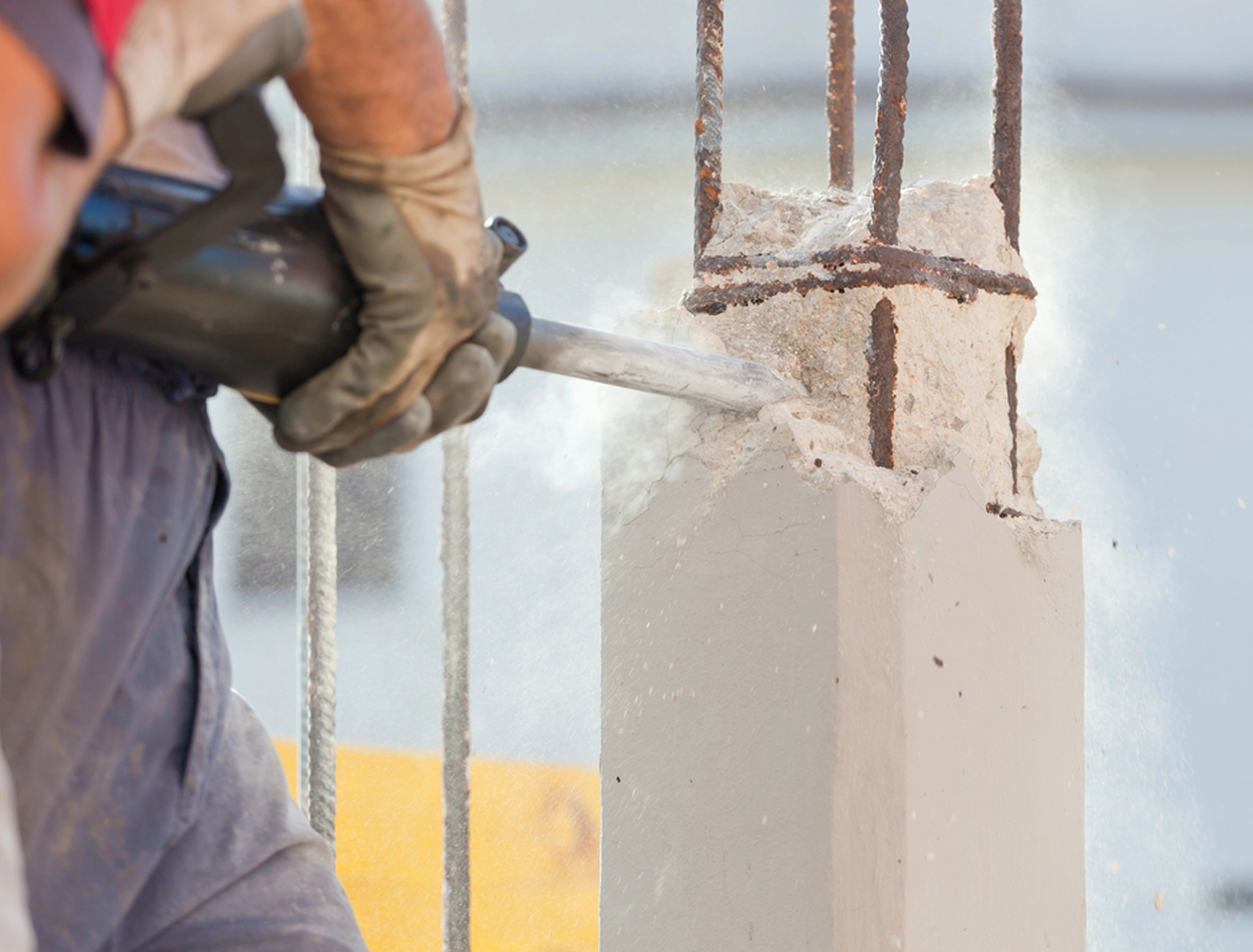 Small demolition of concrete structure